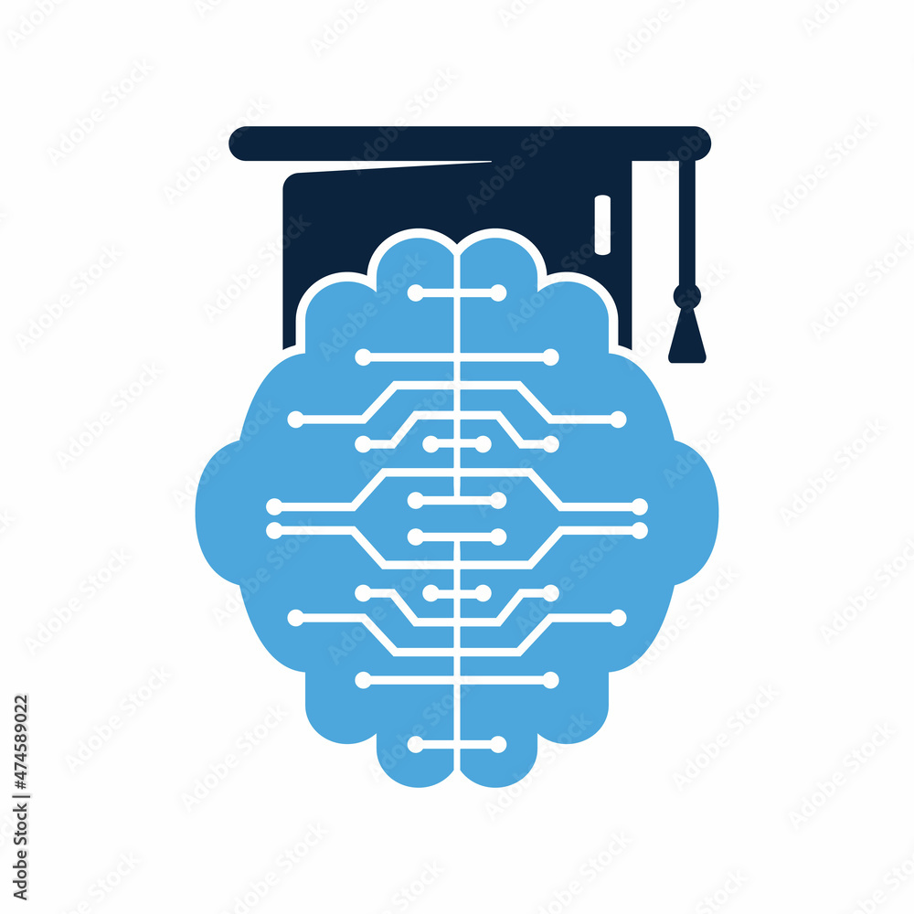 Brain and graduation cap icon design. Educational and institutional logo design. Brain and graduation cap icon design. Educational and institutional logo design.