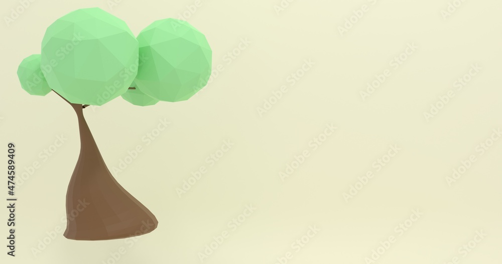 Tree isolated on a light yellow background. 3d rendering Tree isolated on a light yellow background. 3d rendering