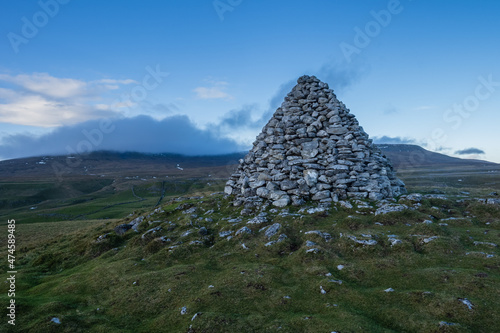 Hill walking the Norber Eratics around Austwick in Craven in  the Yorkshire Dales photo