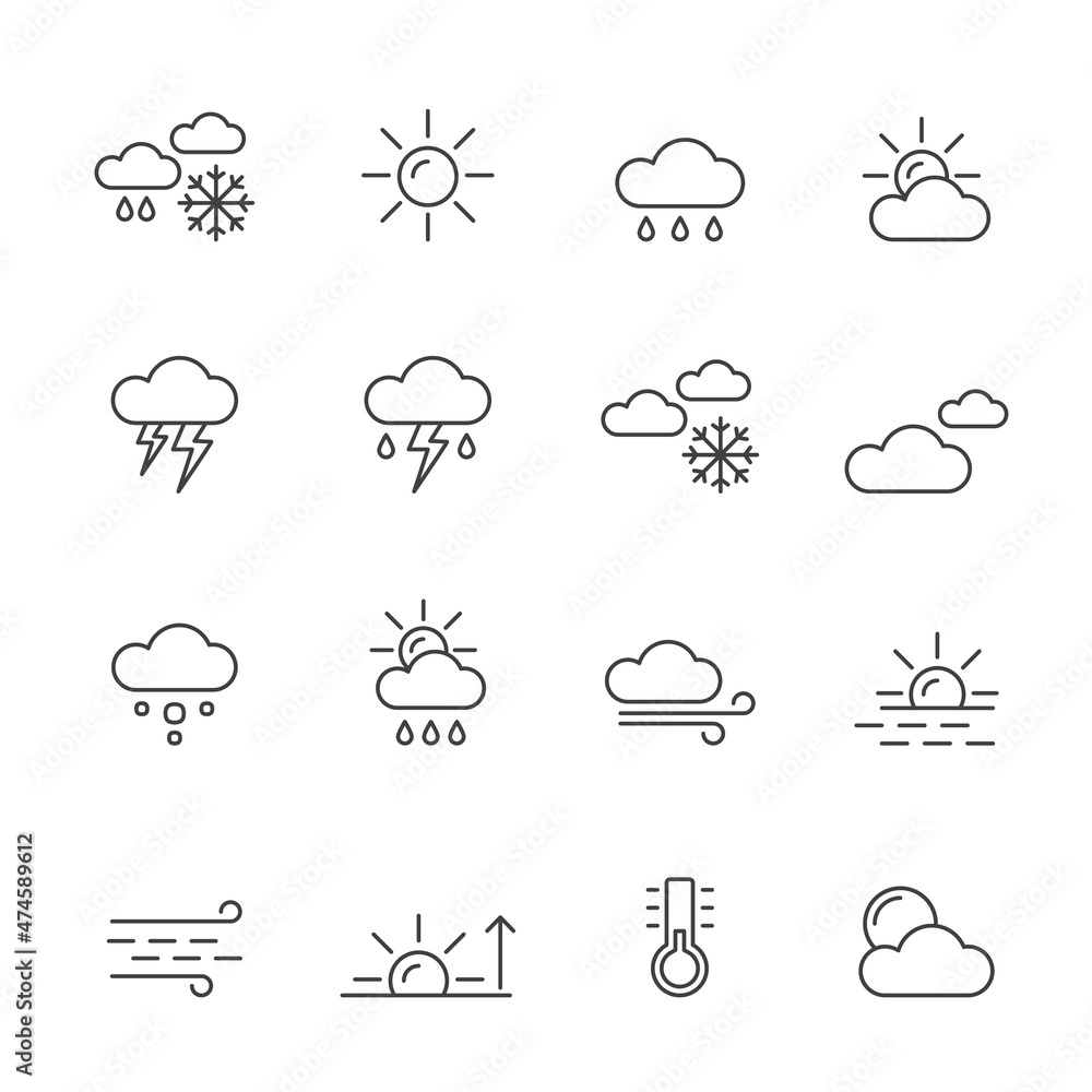 Line weather and nature icons - vector icon set Line weather and nature icons - vector icon set