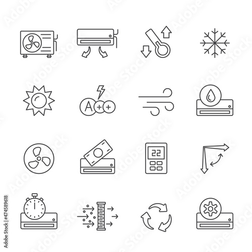 Line home air conditioner icons  - Vector icon set