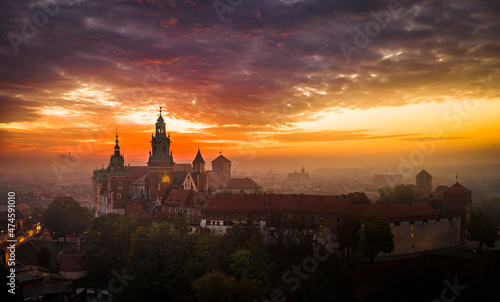 Wawel Royal Castle at magic dawn  Cracow  Poland