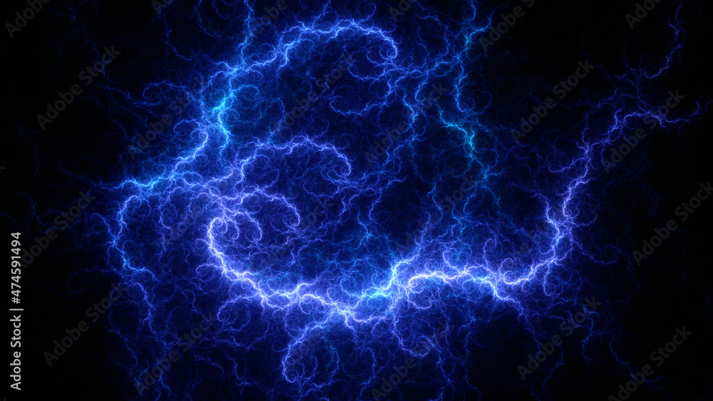 Abstract background, smooth blue lines on a black background Abstract background, smooth blue lines on a black background