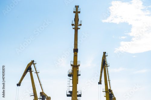 yellow crane on a sky