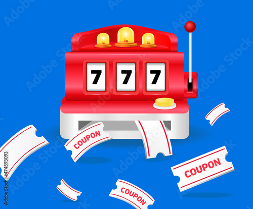 Event roulette where the jackpot bursts and coupons pour out illustration set. Emergency, lever, game, siren, button. Vector drawing. Hand drawn style.