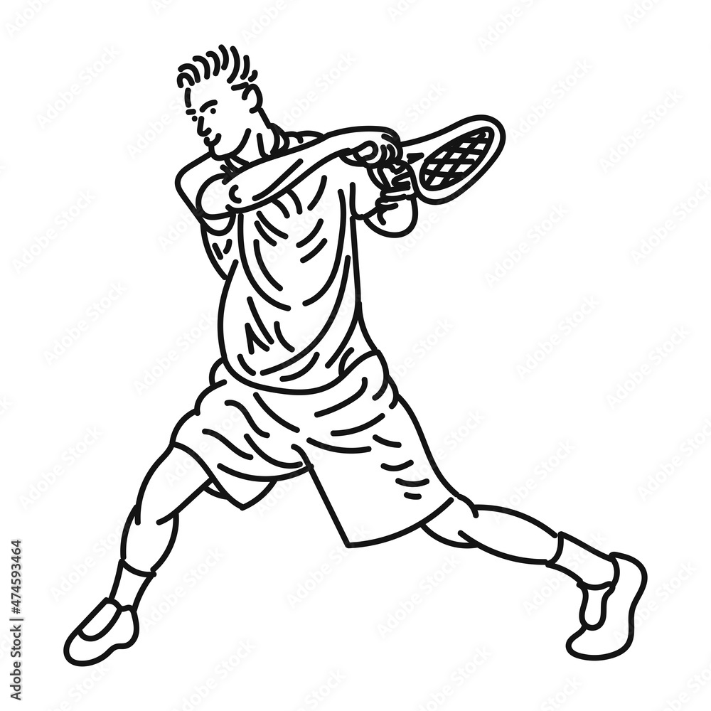 stylish man line art playing tennis stylish man line art playing tennis