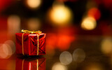 czerwony prezent - Boże narodzenie, prezent, życzenia bożonarodzeniowe, tło, puste miejsce na życzenia
