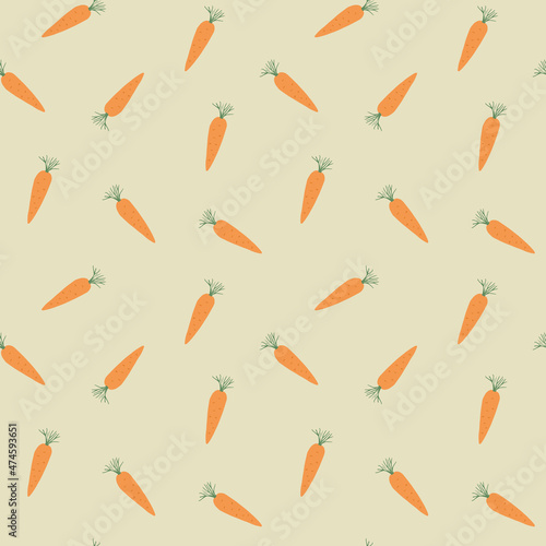 Carrot Vegetables seamless pattern. Vegetarian healthy bio food background, Vegan organic eco products. Vector illustration