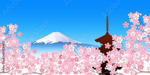 富士山　桜　春　背景