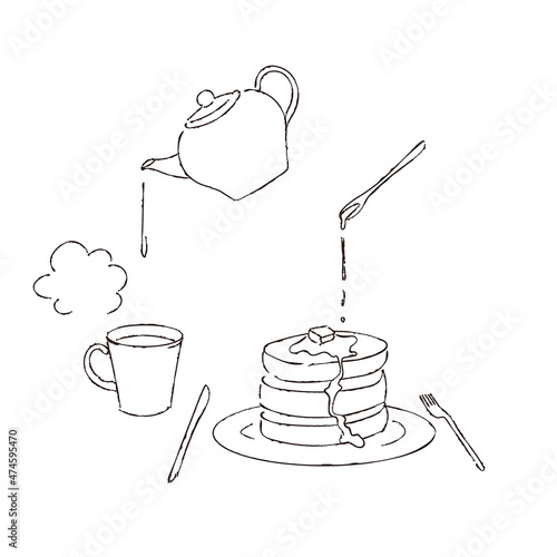 おやつの時間　tea time  pancake drawing 2