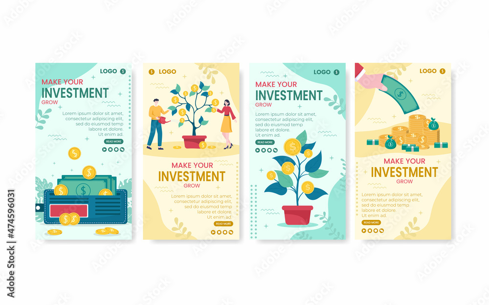 Fototapeta premium Business Investment Stories Template Flat Design Illustration Editable of Square Background Suitable for Social media, Greeting Card and Web Internet Ads