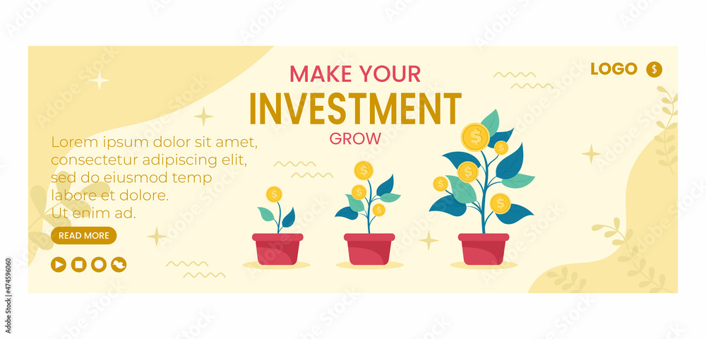 Business Investment Cover Template Flat Design Illustration Editable of Square Background Suitable for Social media, Greeting Card and Web Internet Ads