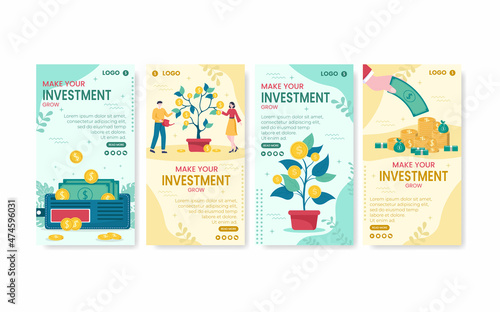 Business Investment Stories Template Flat Design Illustration Editable of Square Background Suitable for Social media, Greeting Card and Web Internet Ads