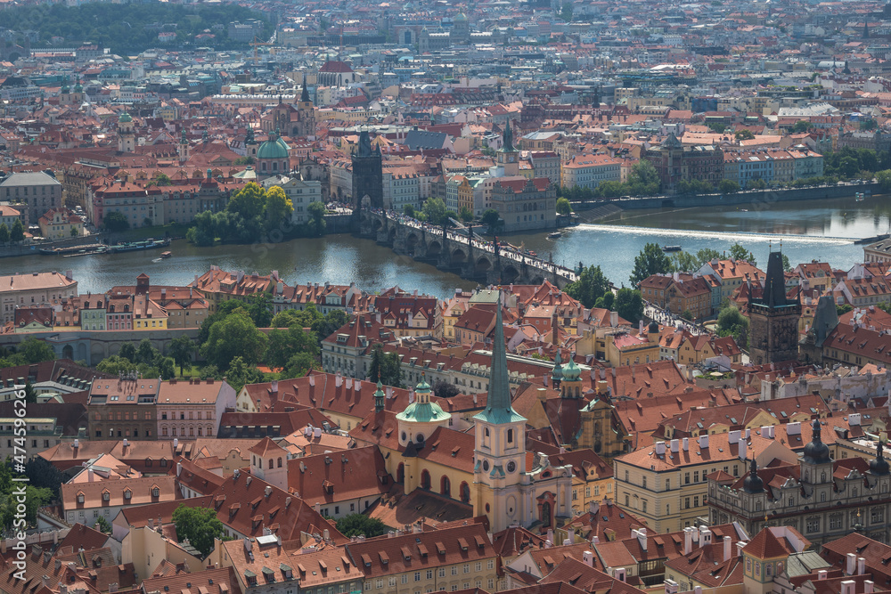 City view of Prague from the Great South Tower of St Vitus Cathedral -Prague, Czech Republic