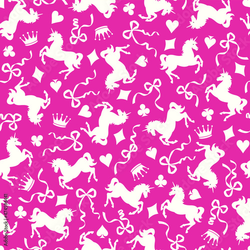 Romantic rocking horse seamless pattern 