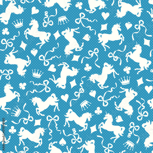 Romantic rocking horse seamless pattern,