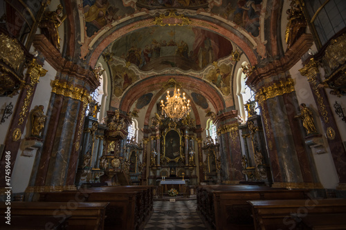 Prague  Czech Republic  June 2019 - view  of the Baroque Church of the Nativity at Loreto  Loreta   a famous pilgrimage site at Prague