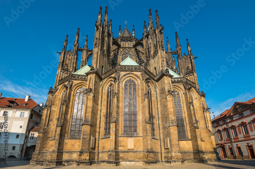 Back view of St. Vitus Cathedral - Prague, Czech Republic