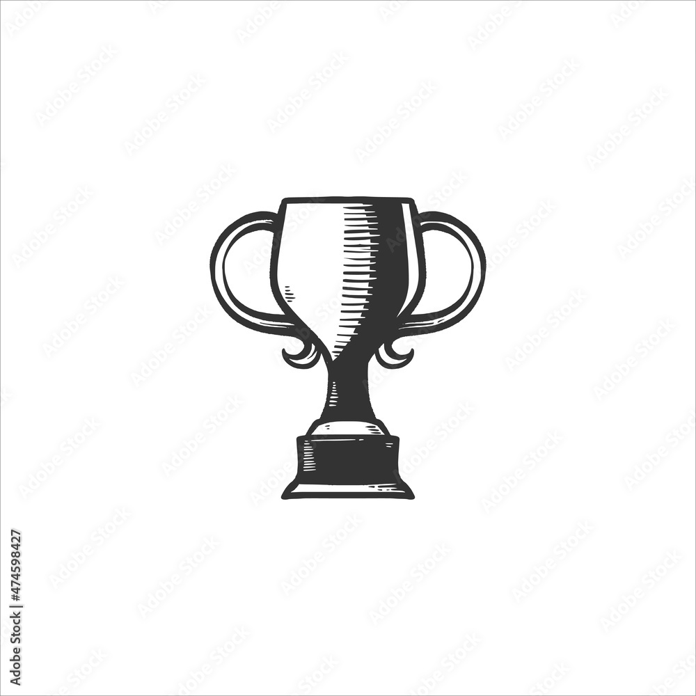 trophy winner hand drawn illustration trophy winner hand drawn illustration