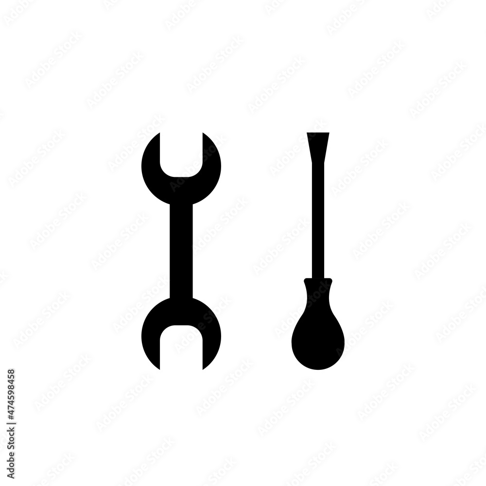 icono de herramienta. Icono de llave inglesa y destornillador. Concepto de herramientas de reparación. Ajustes. Ilustración vectorial icono de herramienta. Icono de llave inglesa y destornillador. Concepto de herramientas de reparación. Ajustes. Ilustración vectorial