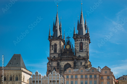 View of the beautiful and famous Church of Our Lady before Týn - Prague, Czech Republic