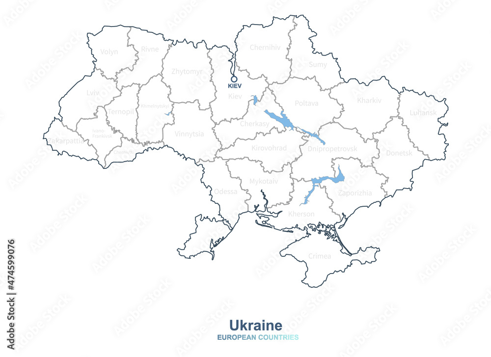 Ukraine. Ukraine map. european countries vector map. 