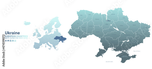 Ukraine. Ukraine map. european countries vector map. 