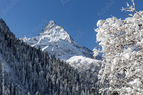 Wallpaper Mural Winter mountain landscape. Beautiful Belalakaya peak. Torontodigital.ca