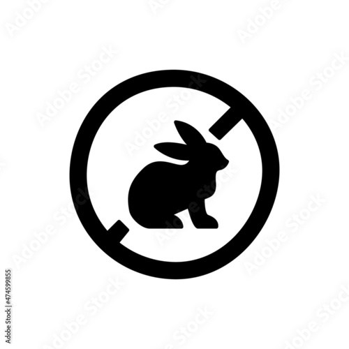 not tested on animal Icon in black flat glyph, filled style isolated on white background