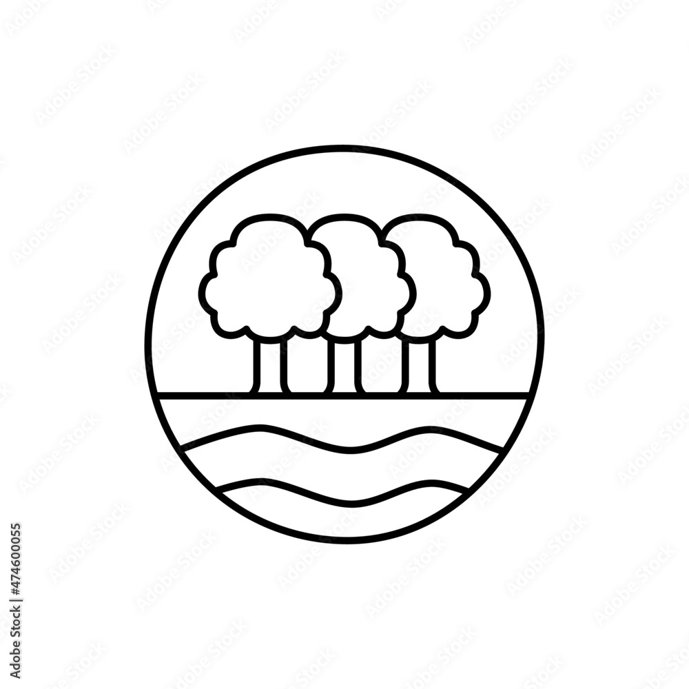 Nature Icon in flat black line style, isolated on white background Nature Icon in flat black line style, isolated on white background