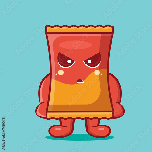 cute snack chip character with mad gesture isolated cartoon in flat style