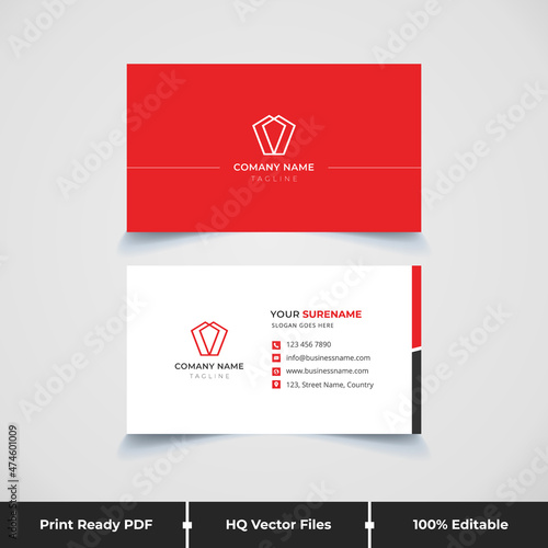 simple and minimal corporate company business card design template 