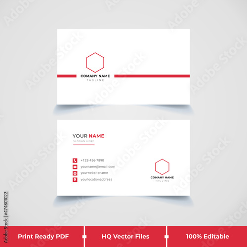 Minimal simple corporate company business card design template 