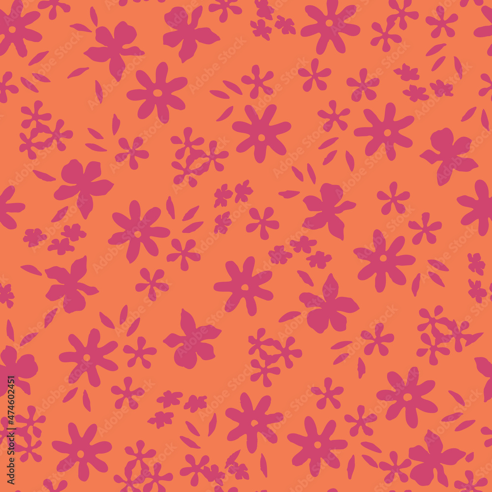Allover two tone floral seamless vector pattern. Allover two tone floral seamless vector pattern.