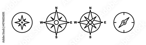 Compass icons set. arrow compass icon sign and symbol