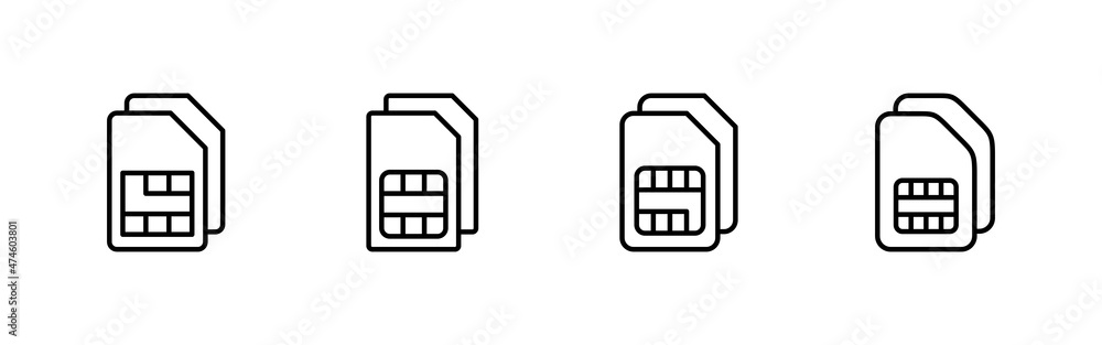Sim card icons set. dual sim card sign and symbol Sim card icons set. dual sim card sign and symbol