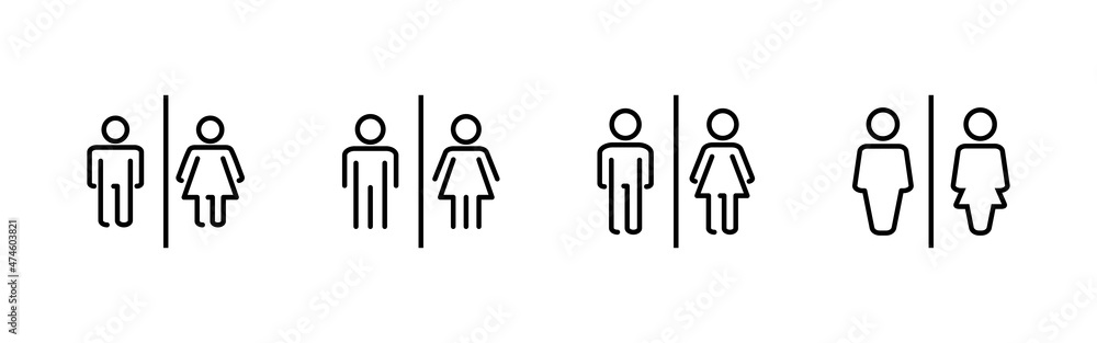 Toilet icons set. Girls and boys restrooms sign and symbol. bathroom sign. wc, lavatory Toilet icons set. Girls and boys restrooms sign and symbol. bathroom sign. wc, lavatory