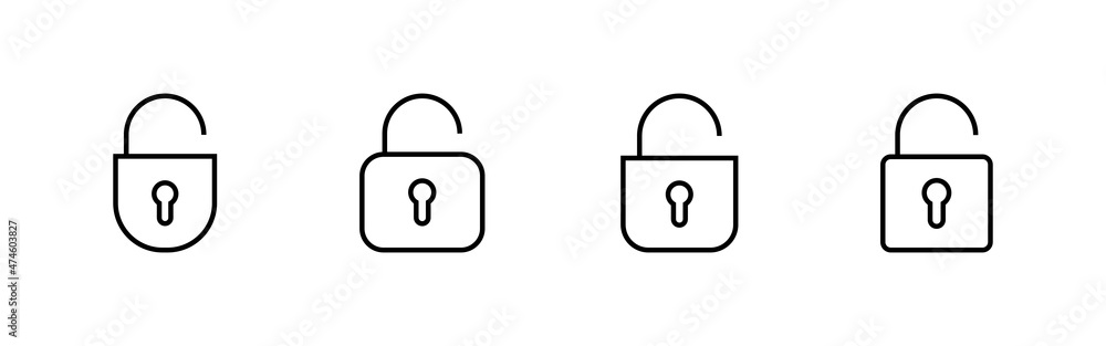Unlock icons set. Unlock sign and symbol. unlocked padlock icon Unlock icons set. Unlock sign and symbol. unlocked padlock icon