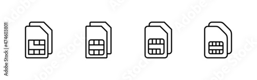 Sim card icons set. dual sim card sign and symbol