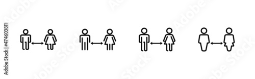 Social distancings set. social distance sign and symbol. self quarantine sign