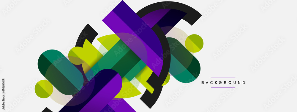 Geometric shapes composition abstract background. Circles lines and rectangles. Vector illustration for wallpaper banner background or landing page Geometric shapes composition abstract background. Circles lines and rectangles. Vector illustration for wallpaper banner background or landing page