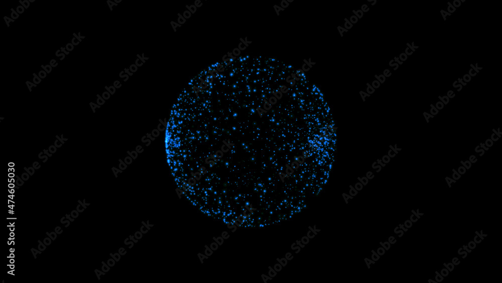 blue sphere made of dots. Particles of a sphere. Futuristic technology style. particles in the shape of a ball.
