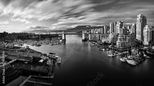 Burrard Bridge Vancouver Black And White panorama 