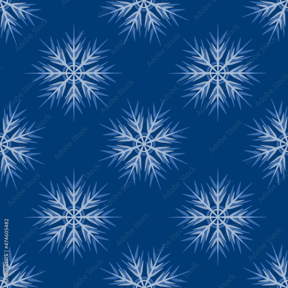 A seamless pattern on a square background is snowflakes. Design element