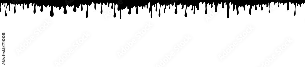 Fototapeta premium Paint drips. Current black paint. Current drops. Vector illustration