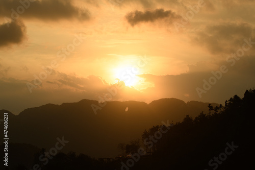 Beautiful Mountain valley with sunrise at Doi Ta Pang, Chumporn, Thaialand