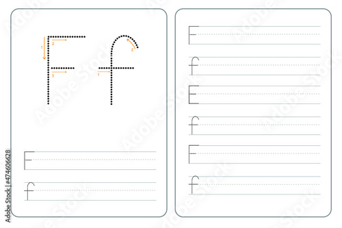 F alphabet latter tracing practice education