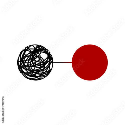Tangled and untangled circles. Coach logo. Change concept