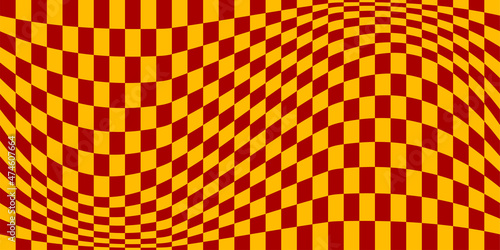 Flag optical illusion. Distorted chessboard