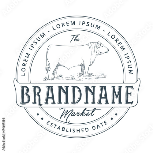 Cattle farm logo design template